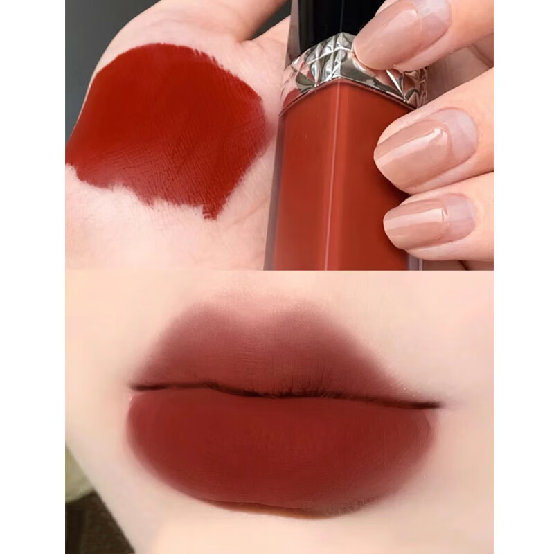 迪奥(Dior)烈焰蓝金持久哑光锁色黑管唇釉持妆口红 626 红茶棕高清大图