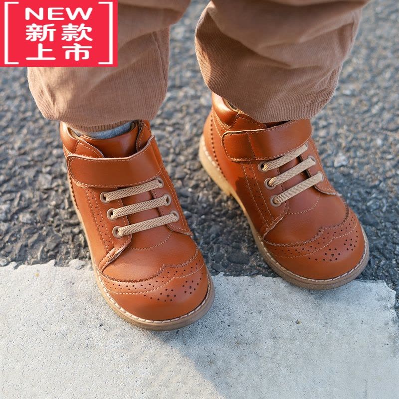 可莉允童鞋男童靴子儿童短靴秋季小黄靴鞋子女宝宝马丁皮靴小童图片