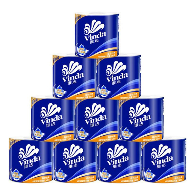 维达 V4069卷纸 138mm*108mm蓝色经典有芯卷纸4层140g/10卷*提高清大图