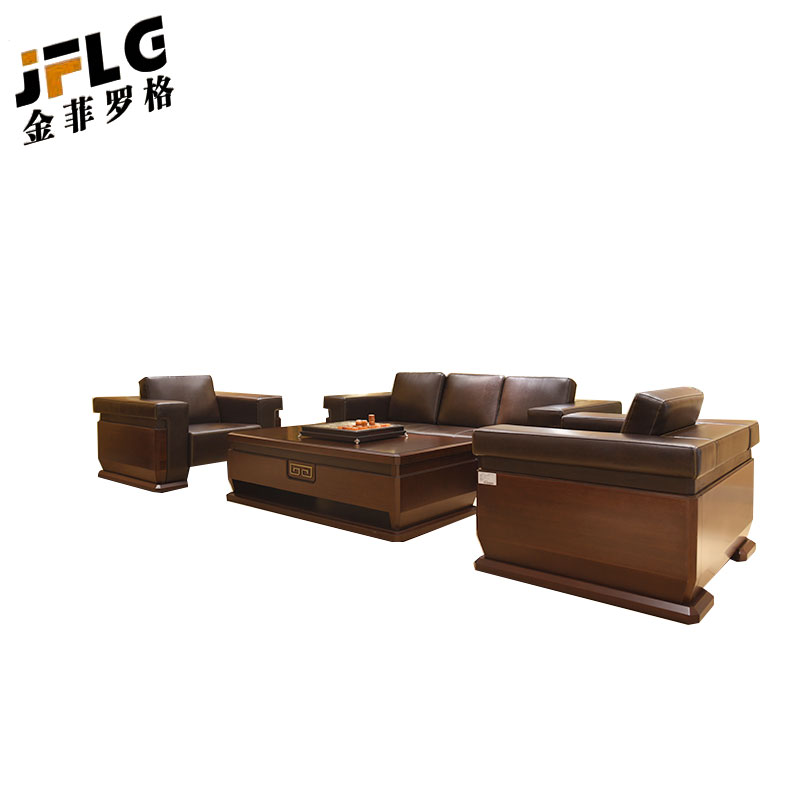 金菲罗格办公沙发总经理会客牛皮沙发高清大图