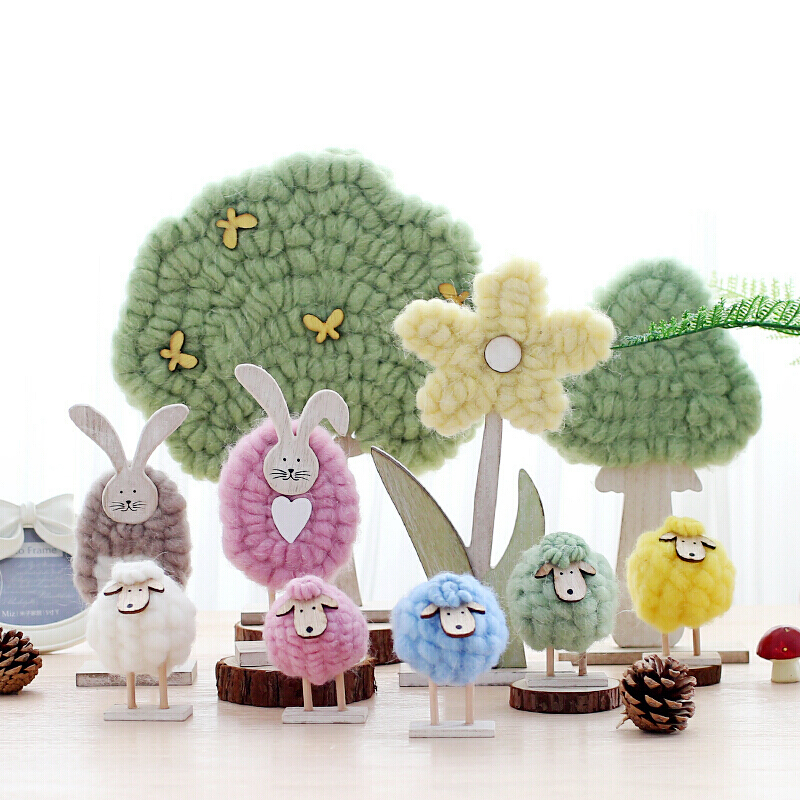 可爱羊家居饰品毛绒手工艺品羊毛毡摆件送男女生儿童房桌面小摆设