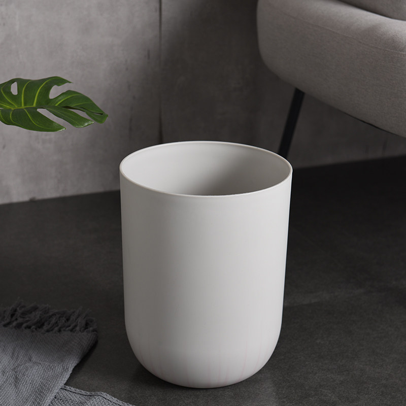 绵冠垃圾桶北欧客厅厨房卫生间创意可爱卧室家用简约无盖 大号白色