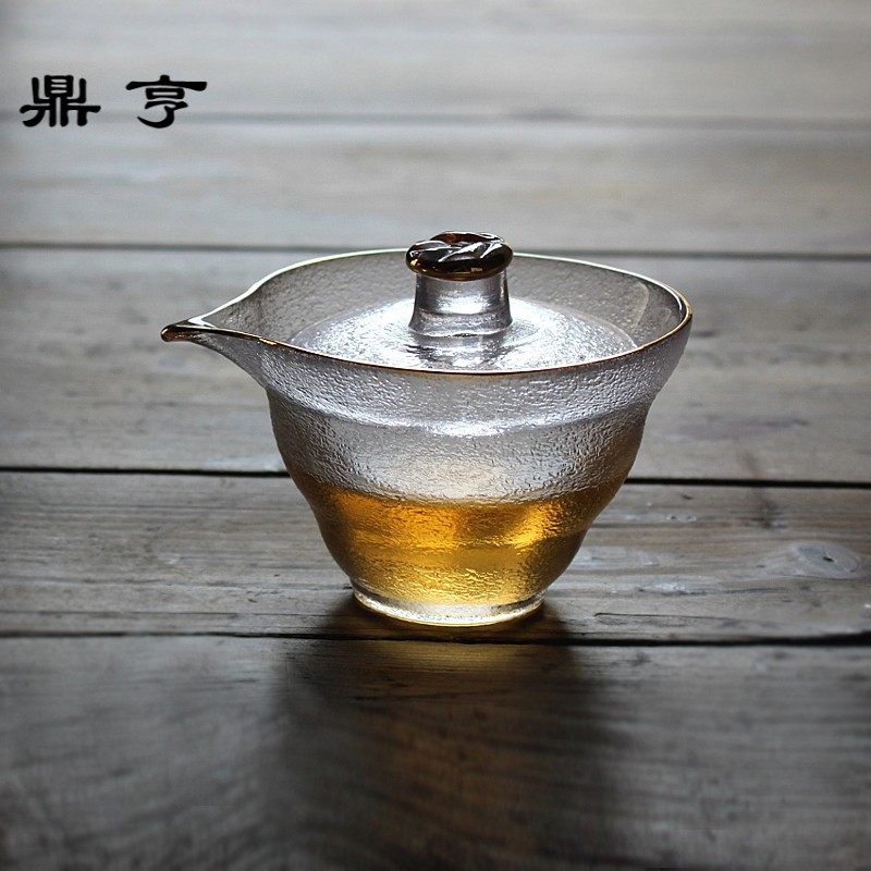 鼎亨日本式玻璃三才盖碗手抓壶琉璃锤纹泡茶器茶具茶壶纯手工加厚