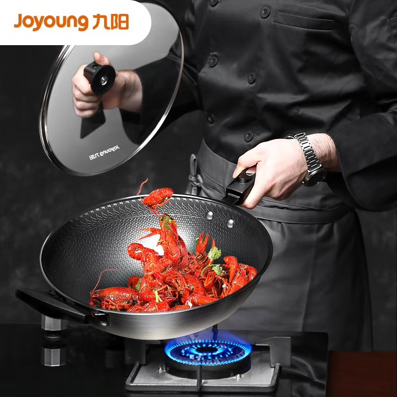 九阳(Joyoung)圆底炒锅CF32C-CJ908不粘锅蜂窝304不锈钢炒菜锅明火专用