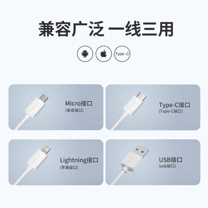 纽曼 XS13 苹果/Type-c/安卓USB-C一拖三数据线三合一充电线高清大图