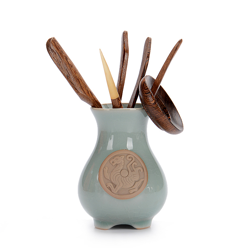 尚帝(shangdi)陶瓷茶道六君子套装实木茶道茶具配件鸡翅木茶道组 白虎