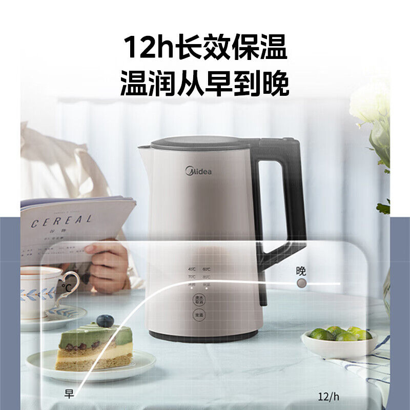 美的(Midea)电热水壶1.5L双模式煮水多段调温功能316不锈钢内胆12H长效保温烧水壶MK-SEK1503.高清大图