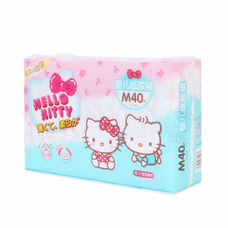 贝因美HelloKitty薄柔婴儿纸尿裤 轻薄透气宝宝尿不湿M码40片 买一送一