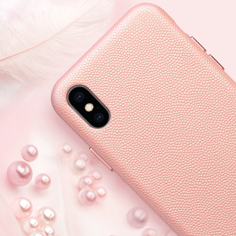 HIGE/苹果Xs/Xr手机壳 iphoneXs max保护套真皮加绒超薄全包手机套 适用于苹果Xr 珍珠粉