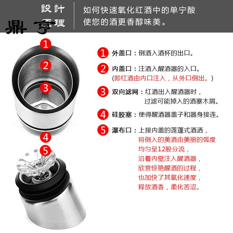 鼎亨 欧式瀑布醒酒器水晶玻璃醒酒器红酒葡萄酒家用过滤分酒器