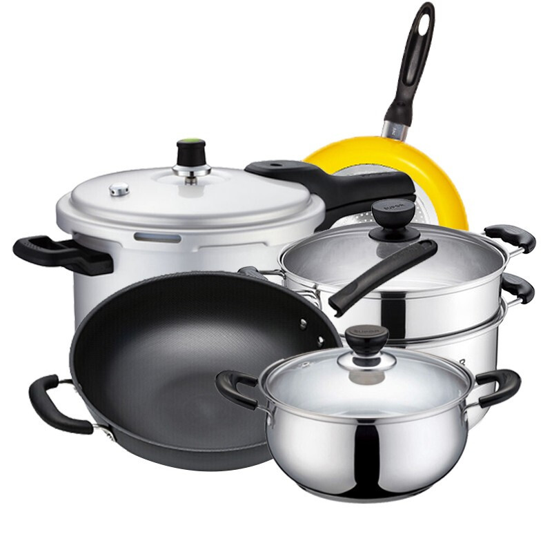 【精选】苏泊尔(supor) 锅具套装五件套炒锅套锅烹饪锅具炒菜锅蒸锅