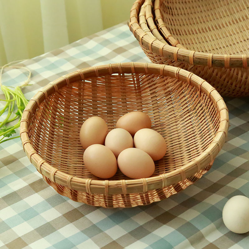 竹编筐点心筐收纳筐阿斯卡利ascari菜筐圆簸箕馍筐零食筐提示勿拍烟熏