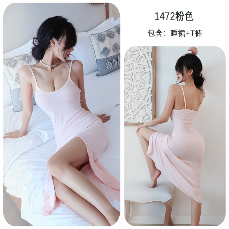 长夜漫漫情趣内衣激情调情火辣床上性感诱惑欲纯大码睡衣睡裙1472 粉色 均码(80-130斤)