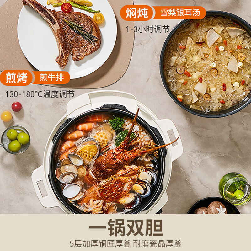 九阳(Joyoung)电压力锅家用多功能5升大容量双胆快煮煲汤智能预约 Y-50H350高清大图
