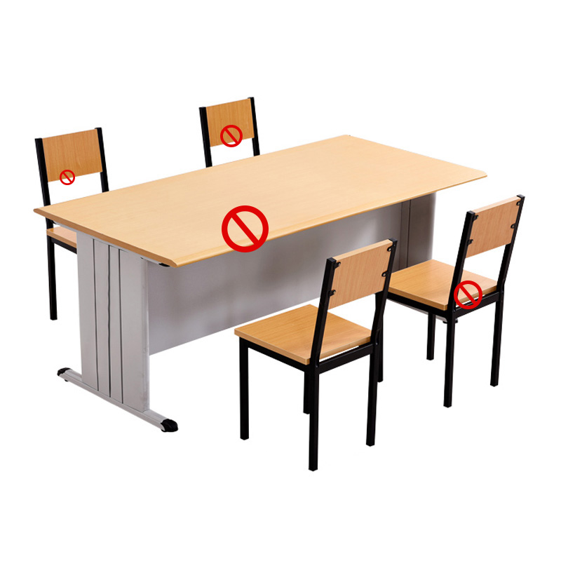 三圣 学校图书馆阅览桌阅览室桌椅防火面板钢木长条会议培训桌读书桌-颜色可备注到收货地址后 图款椅子单拍