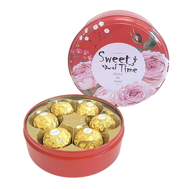 费列罗榛果威化巧克力圆形铁盒装6粒8粒礼盒装结婚喜糖高清大图