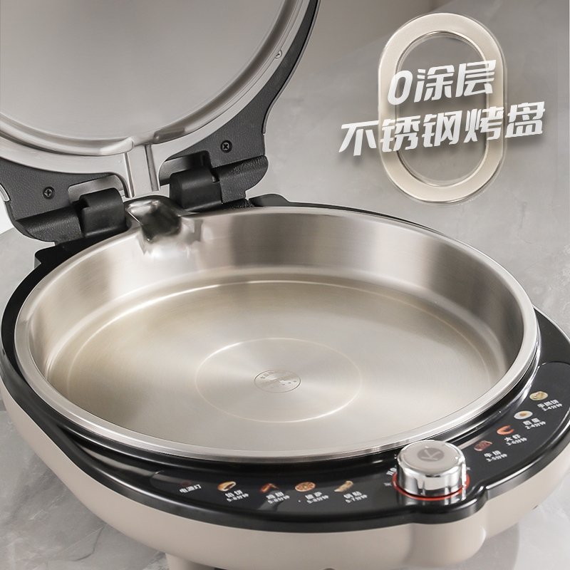 利仁LR-XGR3297小钢人电饼铛0涂层不锈钢烤盘38mm加深家庭用高清大图