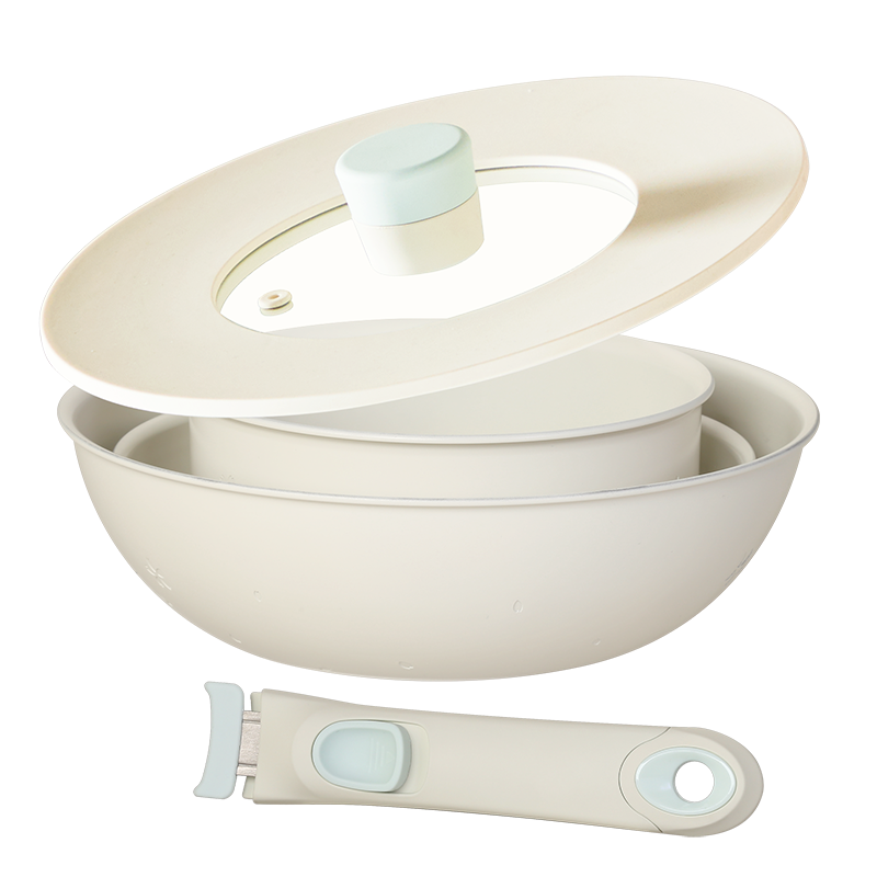 炊大皇(COOKER KING)奶糕可拆卸三件套不粘锅(米色)NG01TZ