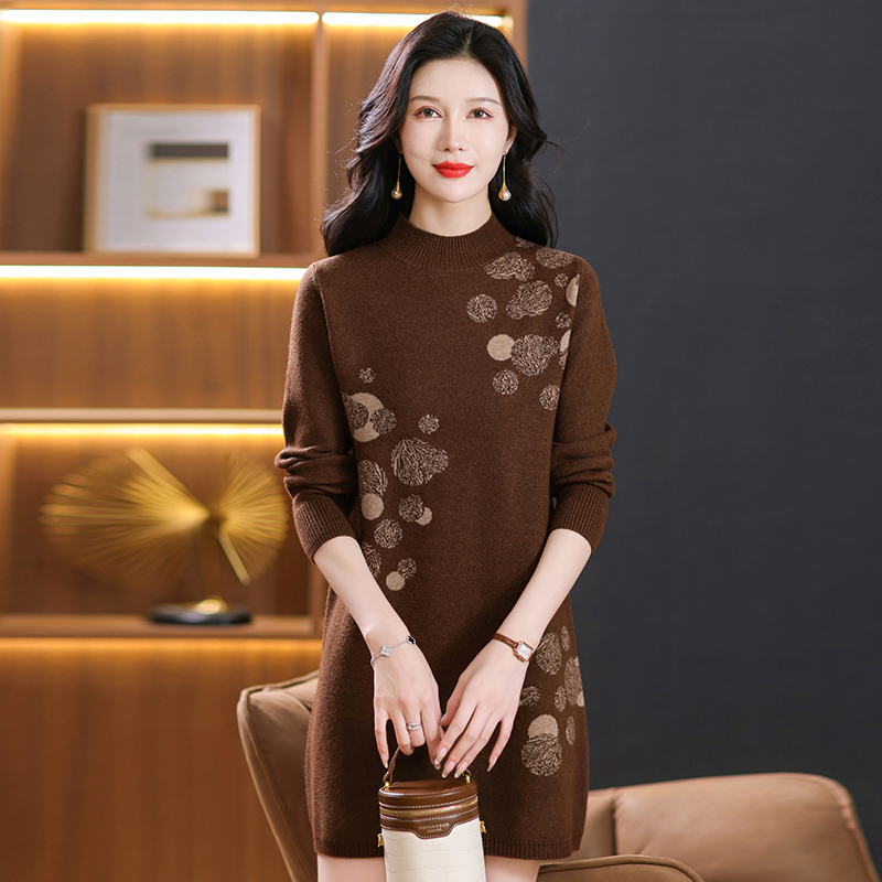 2024春秋装新款专柜品牌羊绒衫女大码羊毛衫女山羊绒衫中长款连衣裙套头毛衣女系带修身显瘦针织衫打底衫女大码女装高清大图