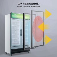 西科FD-LD57 800升冷冻柜 便利店商场透明玻璃风冷立展示柜双门冰淇淋超市便利店冷柜