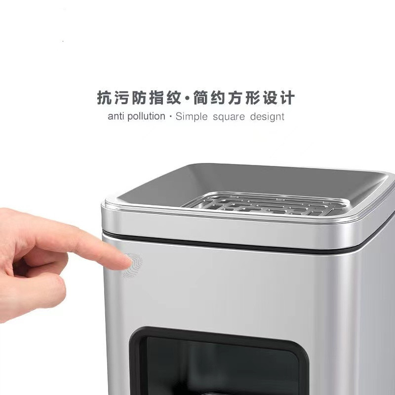 商用大号不锈钢分类垃圾桶带烟灰缸 丽格圆形钛金高清大图