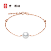 金一国囍18K金淡水珍珠正圆无暇莹巧女士珍珠手链 (定价)CID001