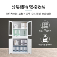 尔迈 文件柜拆装薄边办公柜钢制铁皮柜资料柜档案柜室内带锁储物柜 纯白色中二斗文件柜