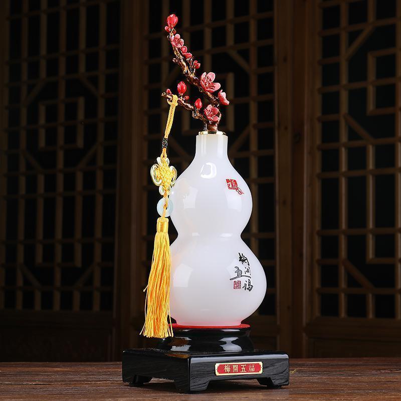 琉璃玉葫芦摆件风水玉石工艺品创意客厅玄关酒柜电视柜装饰品_113_292