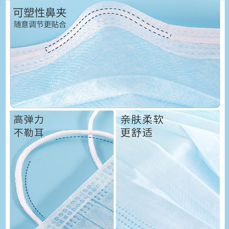 [出口白名单]一呵儿童医用口罩 一次性使用口罩10片*5包 高透气无刺激 三层含熔喷布