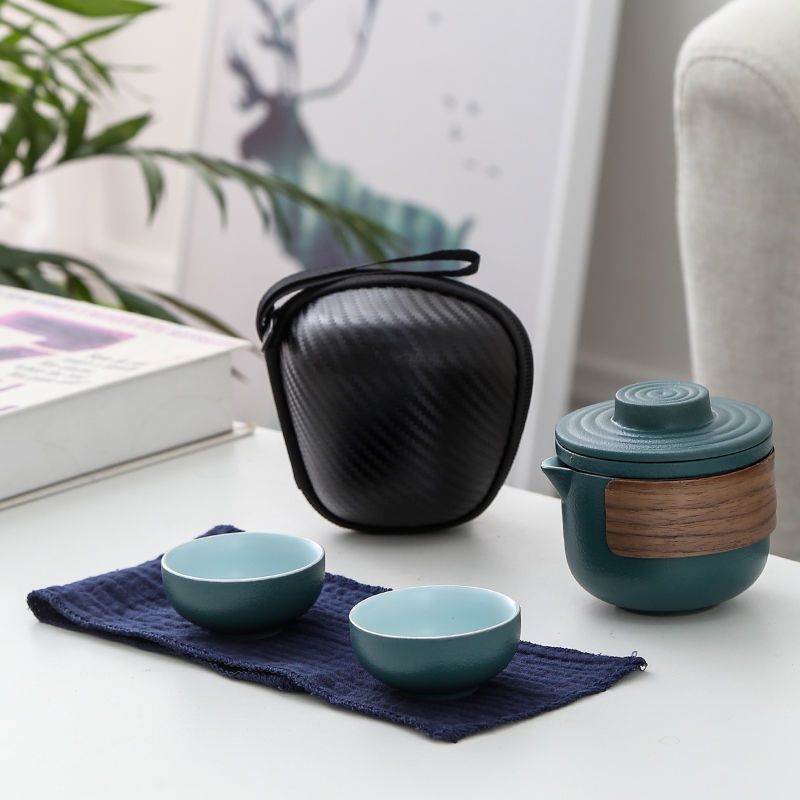 随身便携式快客杯旅行茶具一壶四杯车载户外办公功夫陶瓷茶壶茶杯