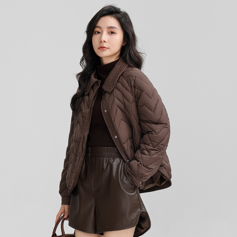 2024加厚新款翻领短款棉服外套女加厚小香风衬衫领宽松百搭棉衣女高清大图