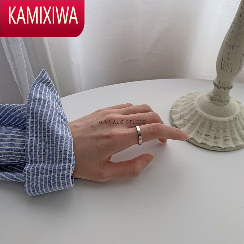 KAMIXIWA八月AUG* 个性不掉色百搭简约复古光面钛钢情侣戒指男女ins网红潮
