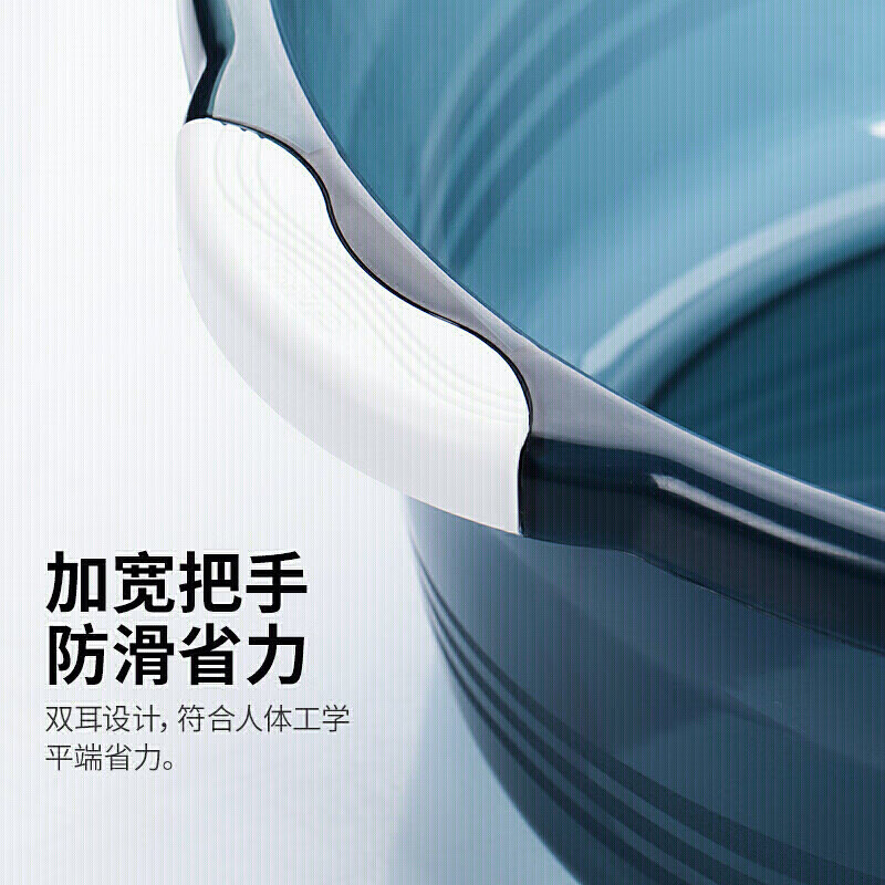 CHAHUA茶花 洗脸盆大号38cm单只洗脚盆洗衣盆塑料盆子泡脚盆洗菜盆蓝色*03431K蓝高清大图