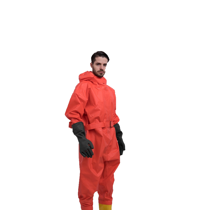 邑固防化服半封闭轻型连体耐酸碱二级防护服加厚44码靴子