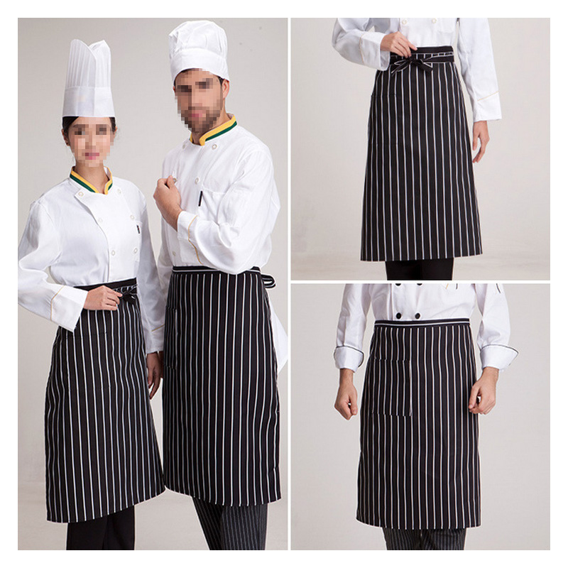 研高(Resehigh) 围裙 厨师围裙半身工作围裙男女黑白条纹(T)高清大图