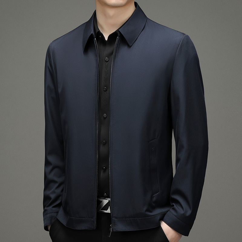 恒源祥国货中年男士外套夹克男装翻领商务休闲拉链秋季外穿衣服茄克衫