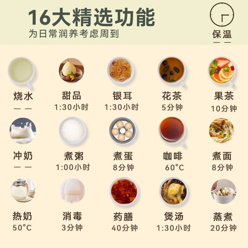 小熊bear智能养生壶1.5L高硼硅玻璃底盘加热温度显示轻巧设计 无滤筒款高清大图