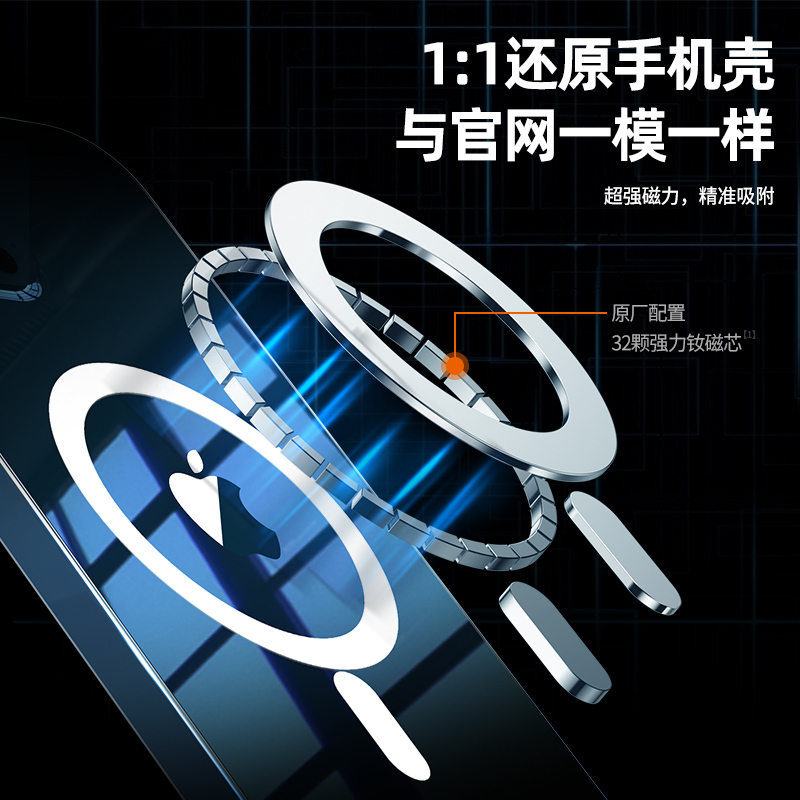 机乐堂明凯系列-磁吸壳iPhone12系列MagSafe磁吸壳透明硅胶正品12Mini/pro无线充全包防摔保护套