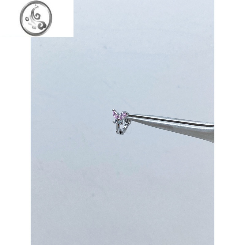 JiMi二十二丁目炫彩珍珠蝴蝶耳钉耳圈高级感紫色澳宝彩钻耳环春夏耳饰