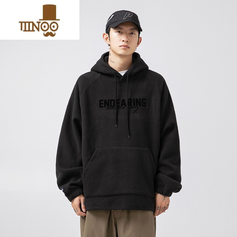 YANXU380g连帽卫衣美式字母印花男士潮牌休闲宽松上衣男外套高清大图