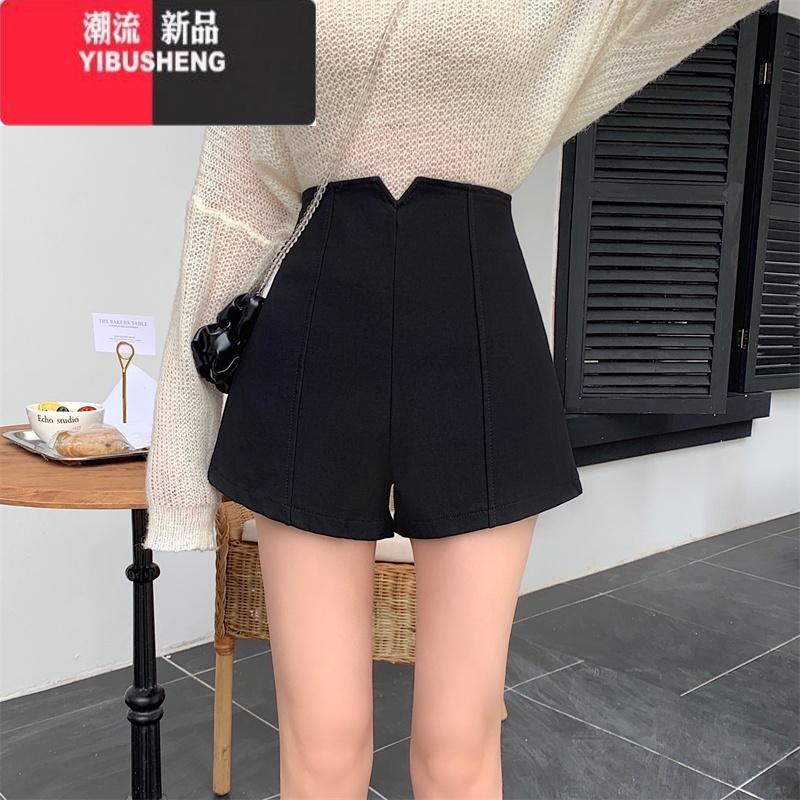 YIBUSHENG高腰短裤女春新款a字显瘦包臀休闲裤百搭外穿打底辣妹V腰裤子