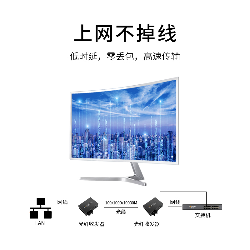 博扬(BOYANG)BY-DG204S 千兆二光四电单模双纤光纤收发器交换机 光电转换器 防雷SC接口 25公里外置电源
