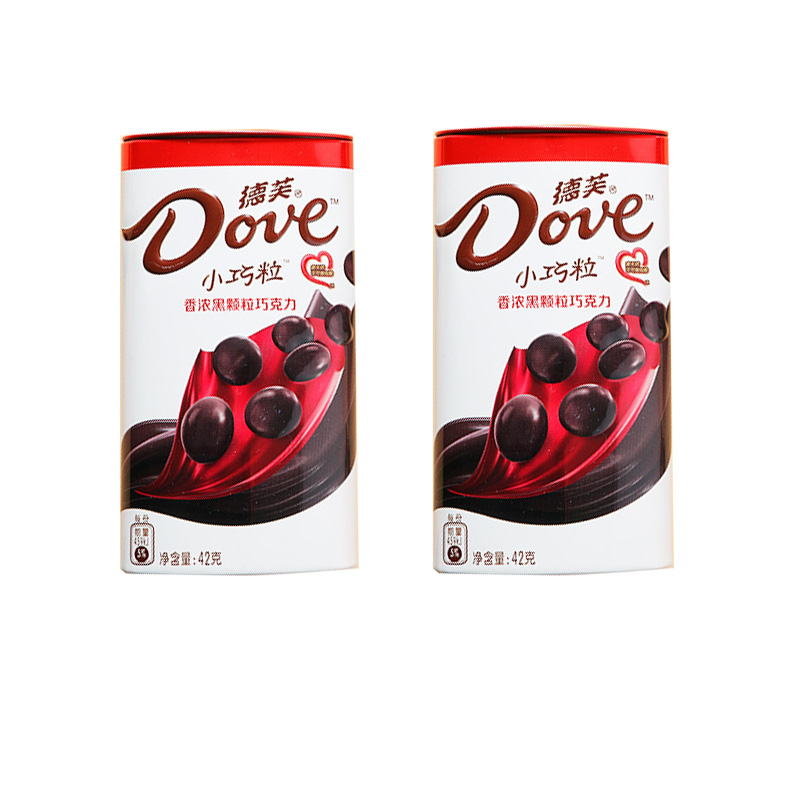 德芙(Dove)便携罐装小巧粒黑巧克力 42g*2/支盒装 休闲 零食