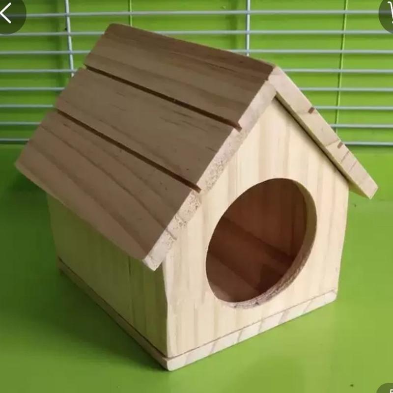 仓鼠实木木屋躲避金丝熊窝睡房基础笼diy玩具用品方形木屋小号