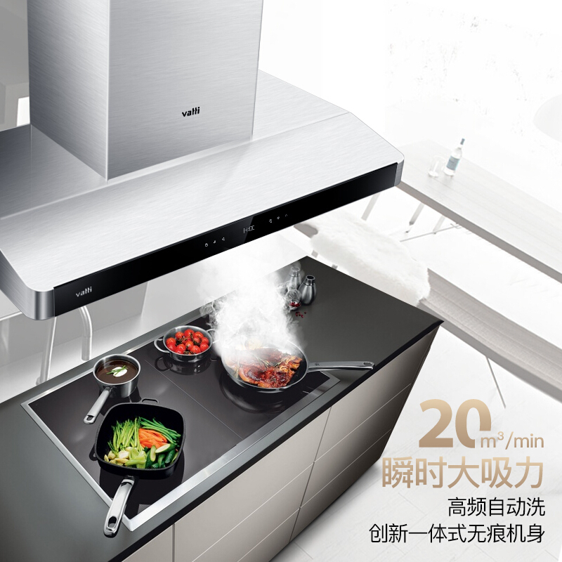 华帝(vatti)20立方瞬吸自动洗 欧式油烟机触控式 油烟机套餐(液化气)i11068+i10034B高清大图