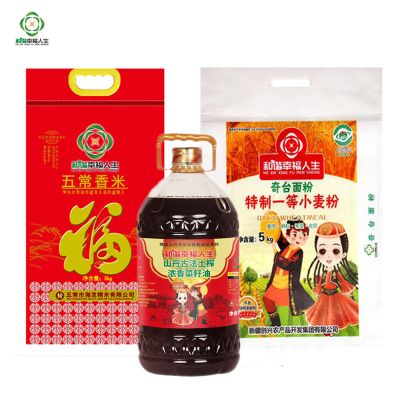 和谐幸福人生米面油套餐（5kg五常大米1袋+5kg奇台面粉1袋+5L山丹菜籽油）
