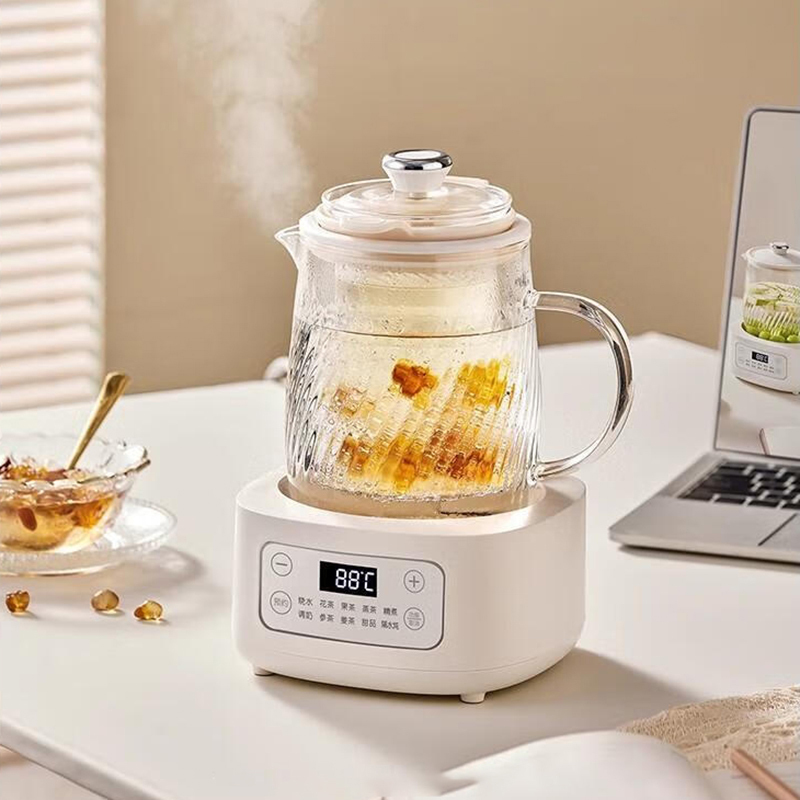 摩动养生壶1.2L白色高硼硅玻璃蒸淋器玻璃炖盅煮茶器花茶MD-YS01-D