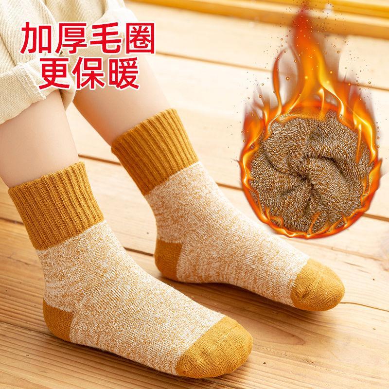 5双装儿童袜子秋冬保暖加厚加绒毛圈袜学生中大童宝宝袜男女小孩莎丞图片
