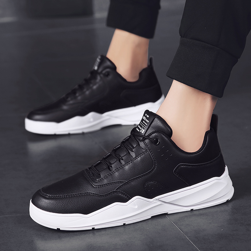 枫述小白鞋男春季2021新款皮面韩版潮流百搭休闲板鞋纯白色鞋子男潮鞋