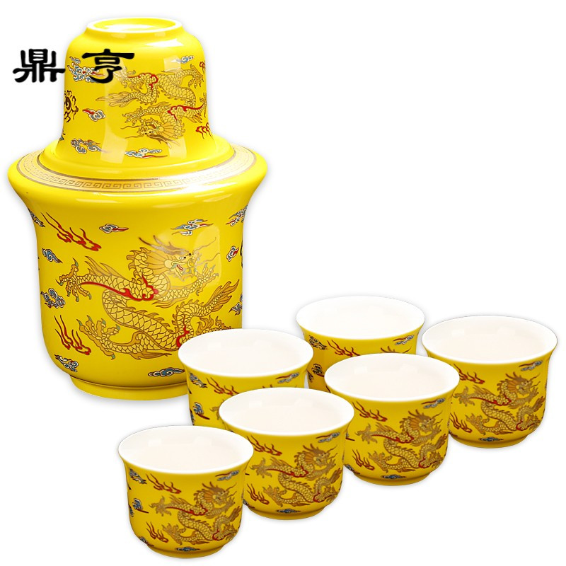 鼎亨陶瓷温酒器白酒温酒壶烫酒壶家用酒杯黄酒具中式半斤热酒壶暖
